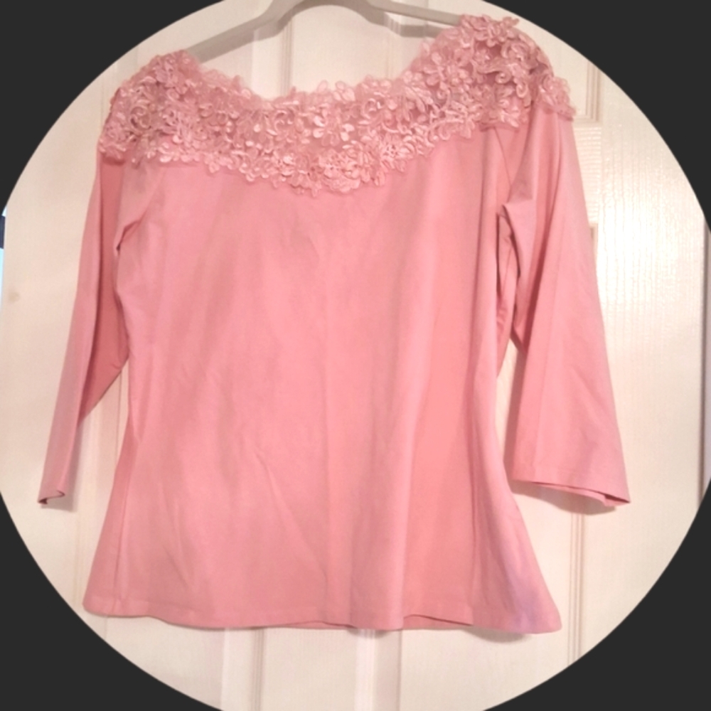 Boston Proper Pink Embellished 3/4 Sleeve Blouse XL NWOT - Picture 2 of 4